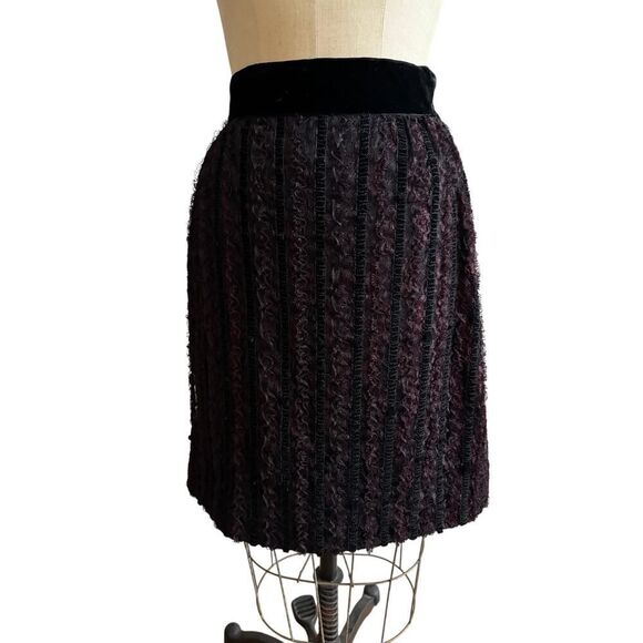 Vintage Lady Manhattan‎ Velvet Lace Skirt Women's Size Small Blk Burgundy GUC - Picture 3 of 7